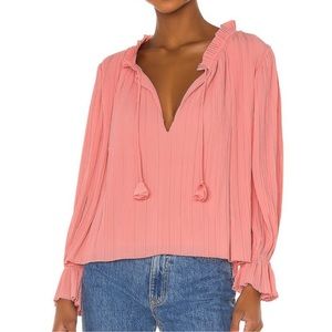 Revolve MISA Noa Pink Pleated Top Blouse XS